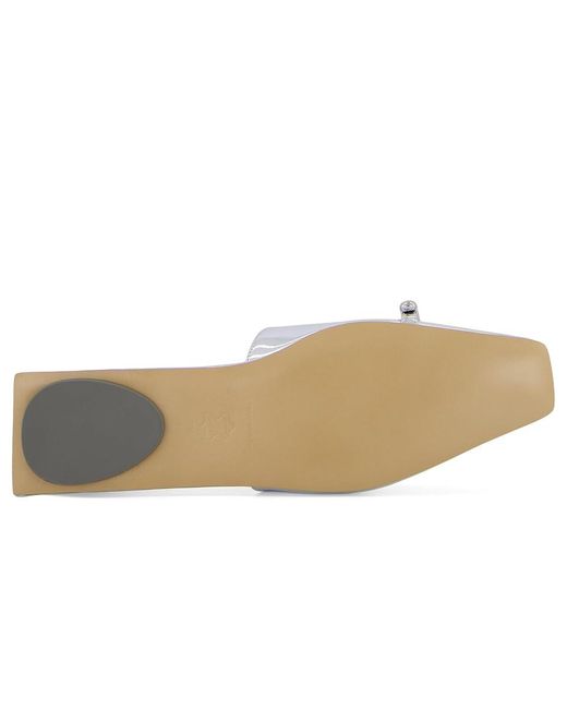 Tory Burch White Pierced Mule Flat Shoes Argento/ Leather