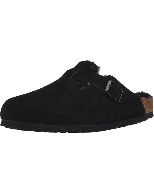 Birkenstock Suede Boston Shearling Clogs in Black/Black (Black) - Save 1% - Lyst