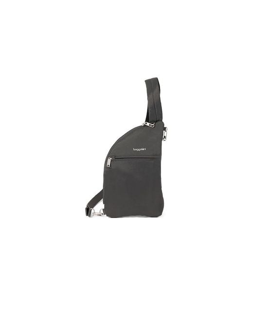 Baggallini Black Securtex Anti-Theft Half Moon Sling Handbags, Nylon