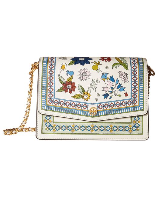 Tory Burch Multicolor Robinson Floral Shoulder Bag (ivory Meadow Folly) Shoulder Handbags