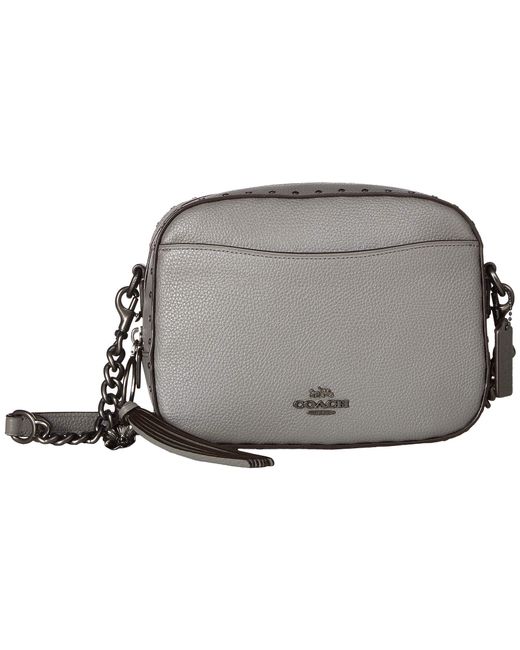 COACH Gray Camera Bag With Rivets (bp/heather Grey) Bags