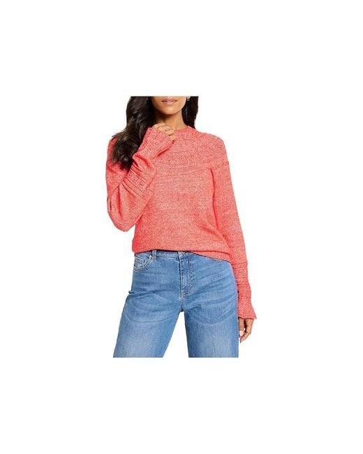 NIC+ZOE Blue Textural Dot Cozy Sweater Clothing Md (Us 8-10) Acrylic/Cotton