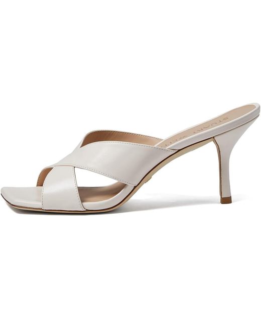 Stuart Weitzman Black Carmen 75 Slide (Seashell) Sandals