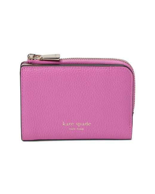 Kate Spade Pink Ava Colorblocked Pebbled Leather Zip Bifold Wallet