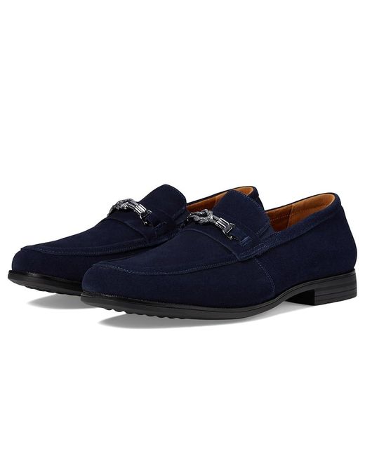 Stacy Adams Blue Ravelle Moc Toe Bit Slip-On ( Suede) Lace Up Wing Tip Shoes for men