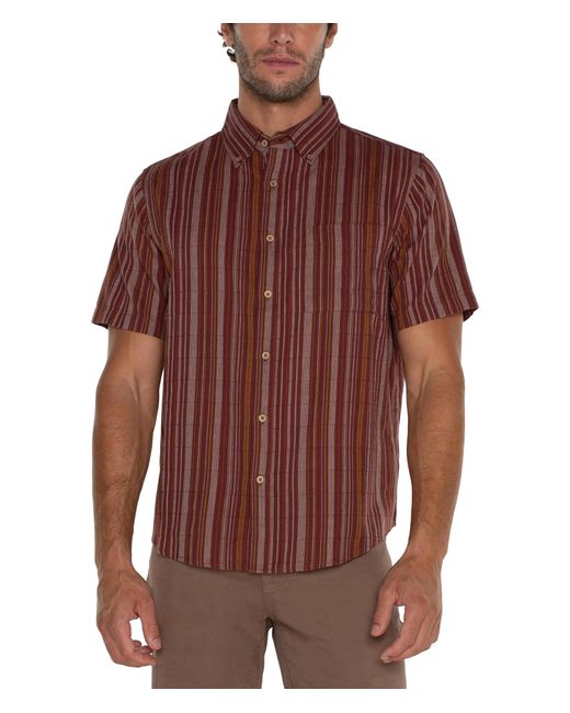 Liverpool Los Angeles Brown Short Sleeve Button Up Shirt for men