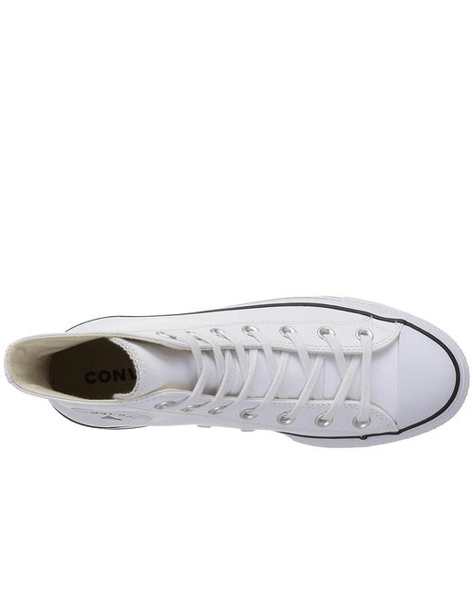 Converse White Chuck Taylor All Star High Top Platform Leather Sneaker Lace Up Casual Shoes/ 10 B