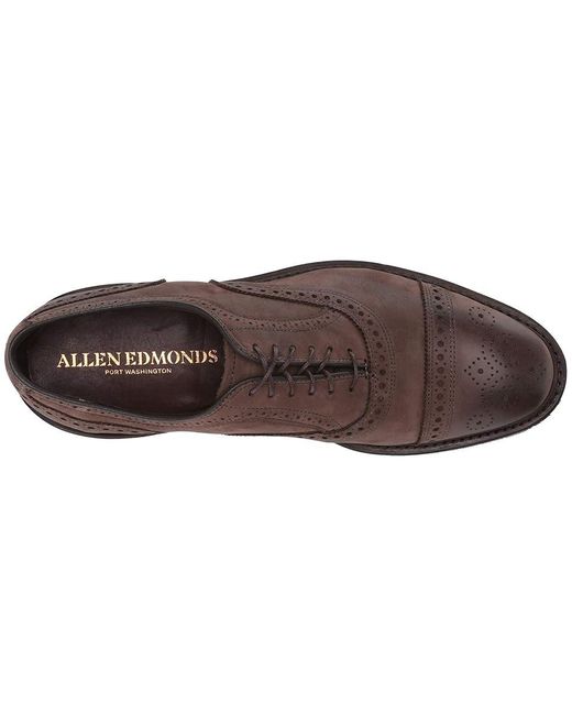 Allen Edmonds Brown Strand Mok Lace Up Cap Toe Shoes, Suede for men