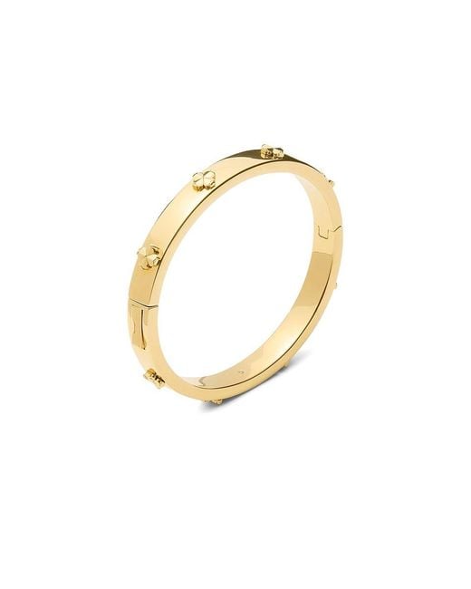 Kate Spade Black Spade Flower Hinge Bangle Bracelet, Brass