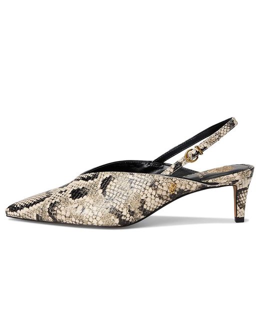 Vince Camuto Black Kylien Slingback Kitten Heel Pumps Shoes/Cream/ Leather/Suede