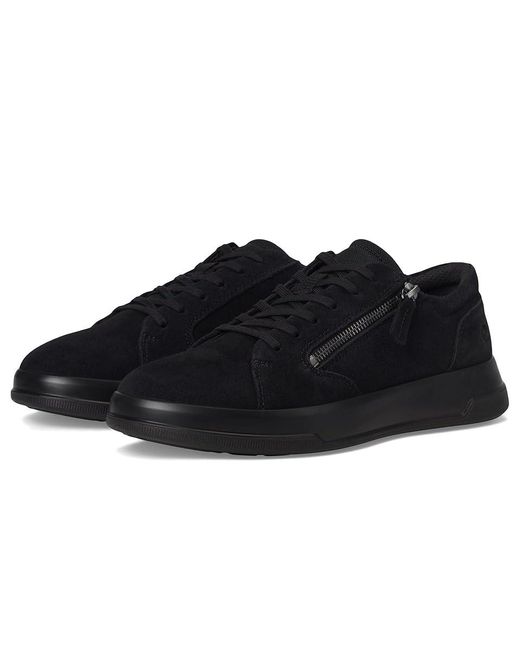Ecco Black Move Zip Lace Sneaker Shoes/Gravel, Leather