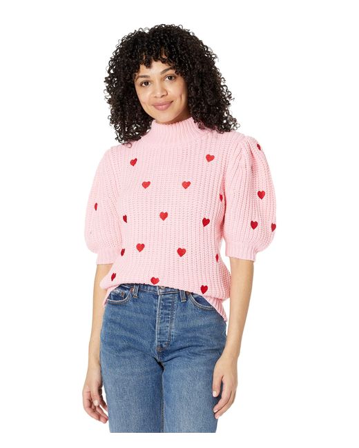 English Factory Synthetic Heart Shape Embroidery Sweater in Pink Lyst