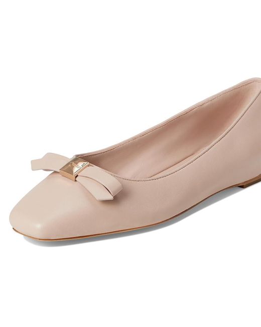 Kate Spade Pink Deco Bow Smooth Leather Flat Flat Shoes