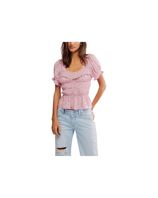 Free People Black Adore You Blouse Clothing Sm 4-6) Cotton/Modal