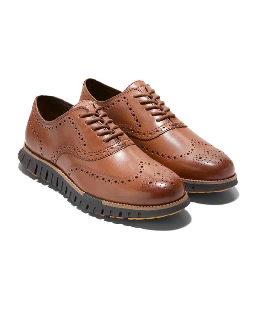 Cole Haan Brown Zerogrand Remastered Wing Tip Oxford Unlined for men