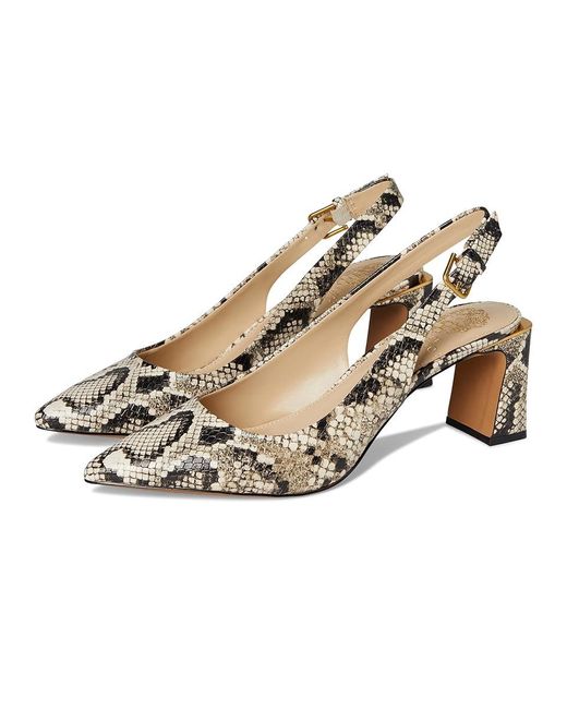Vince Camuto Multicolor Hamden Buckle Slingback Pumps High Heels/Cream, Leather/Rubber