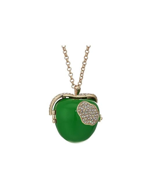 Betsey Johnson Green Apple Pendant Necklace