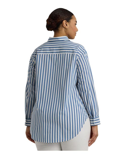 Lauren by Ralph Lauren Plus-size Oversize Striped Cotton Broadcloth ...