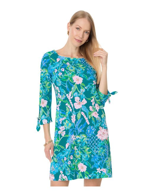 Lilly Pulitzer Blue Lidia 3/4 Sleeve Boatneck Dress