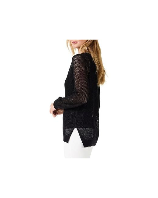 NIC+ZOE Black Mesh Stitch Sweater ( Onyx) Clothing