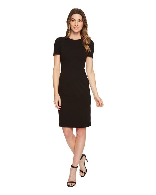 Calvin Klein Short Sleeve Sheath Dress Cd8c19jl (black) Women's Dress