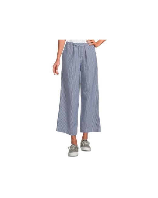 Mod-o-doc Black Cropped Wide Leg Pants Casual Pants, Cotton/Polyester