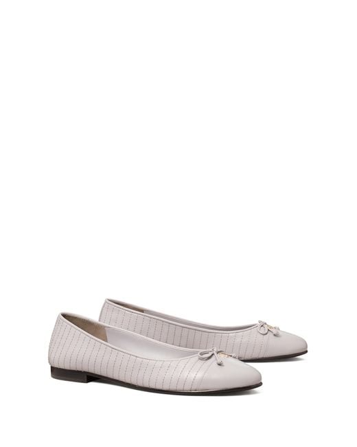 Tory Burch White Cap-toe Quilted Ballet