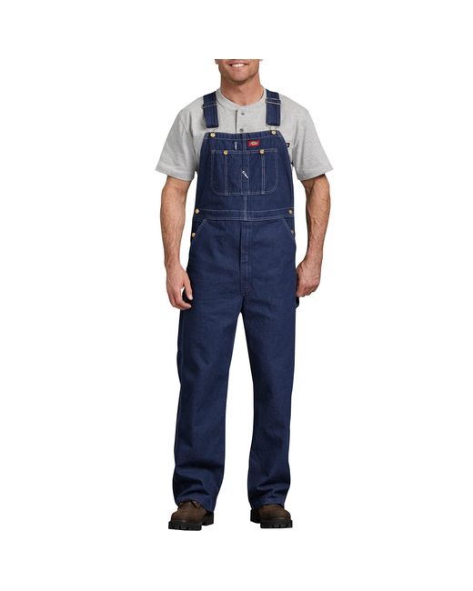 Dickies Cotton Big Indigo Bib Overall in Washed Indigo Blue (Blue) for ...