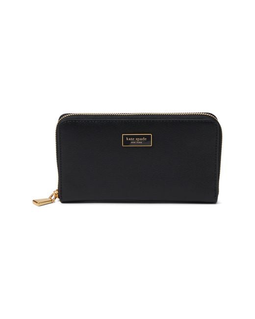 Kate Spade Katy Textured Leather Medium Zip Around Wallet in Black Lyst