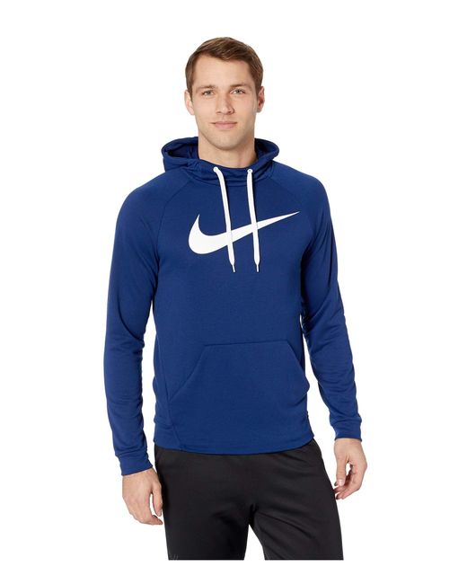 Nike Blue Swoosh Pullover Dry Training Hoodie for men