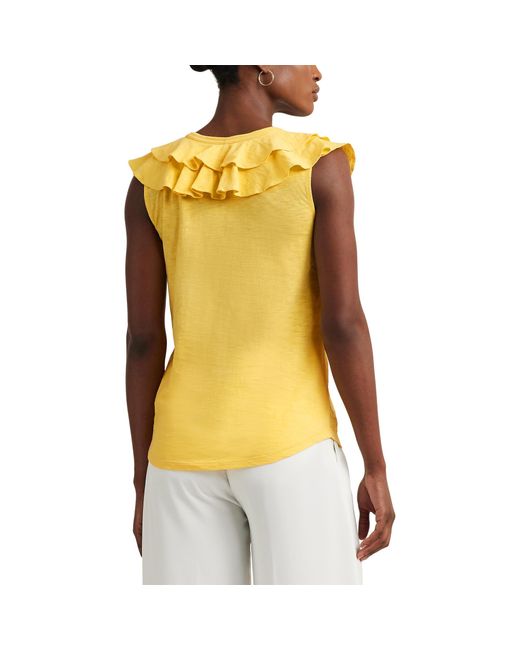 Lauren by Ralph Lauren Ruffle-trim Slub Jersey Sleeveless Tee in Yellow ...