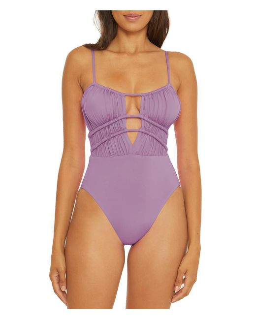 Becca Purple Color Code Shirred Front One Piece