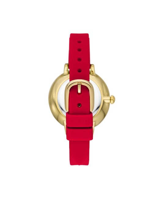 Kate Spade Park Row Three Hand Silicone Watch 34mm in Red | Lyst