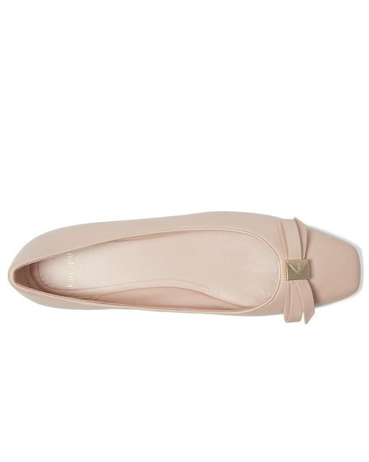 Kate Spade Pink Deco Bow Smooth Leather Flat Flat Shoes