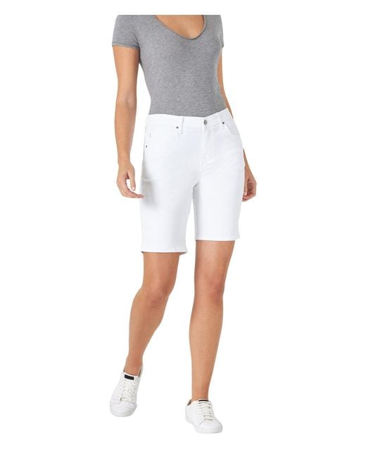 Lee Jeans Cotton Relaxed Fit Kathy Bermuda Midrise Shorts in White Lyst