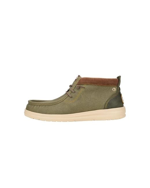 HeyDude Green Wally Mid Gripr Workwear Lace-Up Boots, Canvas for men
