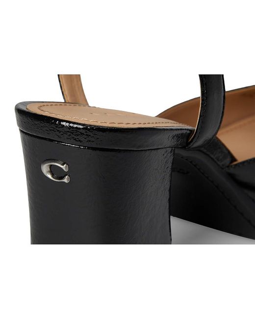 COACH Black Pump With Tea Rose High Heels, Leather