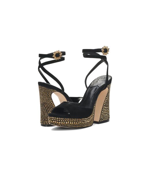 Vince Camuto Inna Suede Rhinestone Studded Platform Block Heel Sandals | Dillard's