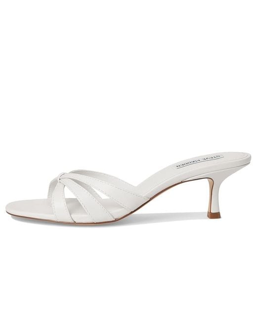 Steve Madden White Cary Sandals, Leather/Rubber