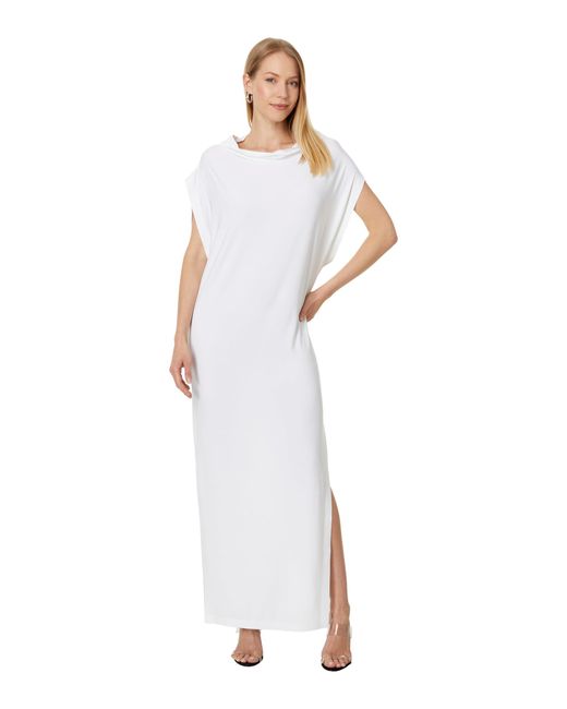 Norma Kamali White Sleeveless All In One Side Slit Gown