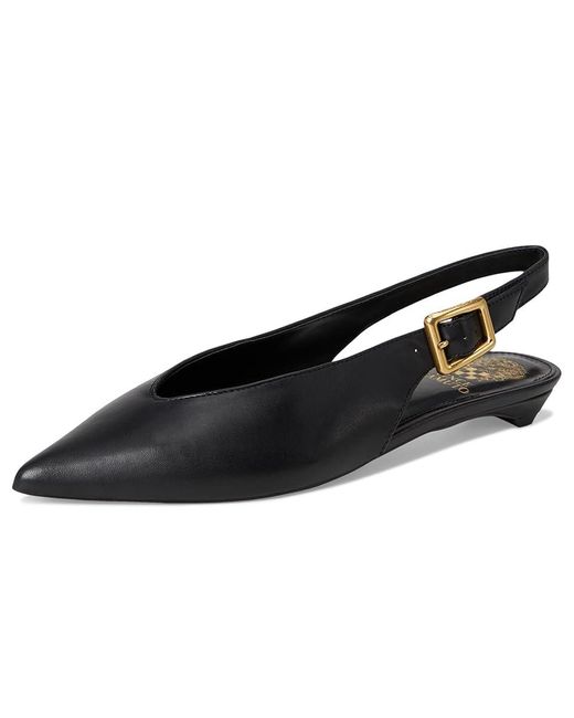 Vince Camuto Black Valther Kitten Heel Slingback Flat Mule Flat Shoes, Leather