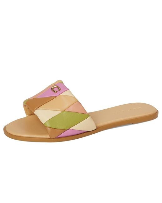 COACH Multicolor Holly Quilted Patchwork Leather Sandals Sandals Honey/Multi