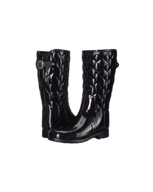 Hunter refined high gloss hotsell quilted short rain boot