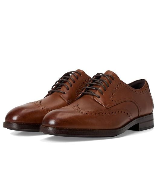 Cole Haan Brown Harmon Grand Wingtip Oxfords Slip On Shoes British Tan/Dark Waterproof 7 D for men