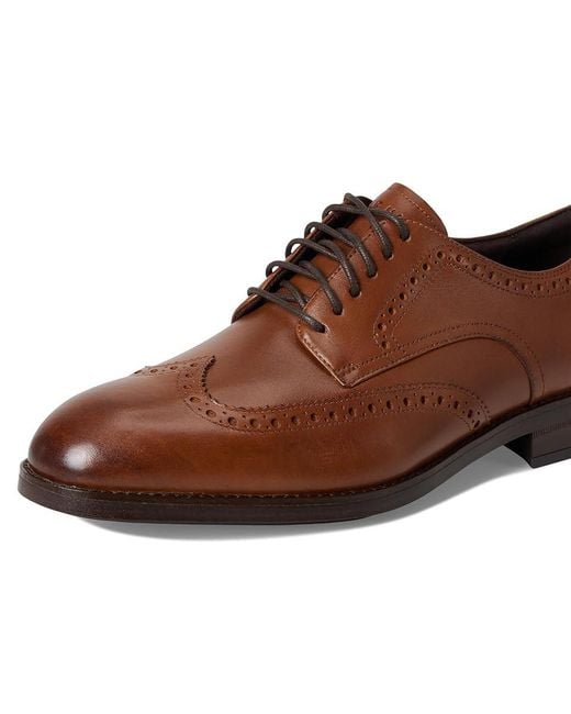 Cole Haan Brown Harmon Grand Wingtip Oxfords Slip On Shoes British Tan/Dark Waterproof 7 D for men