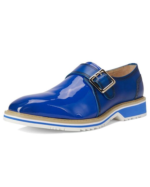 Stacy Adams Blue Bartram Monk Strap Lace Up Wing Tip Shoes, Leather/Synthetic for men