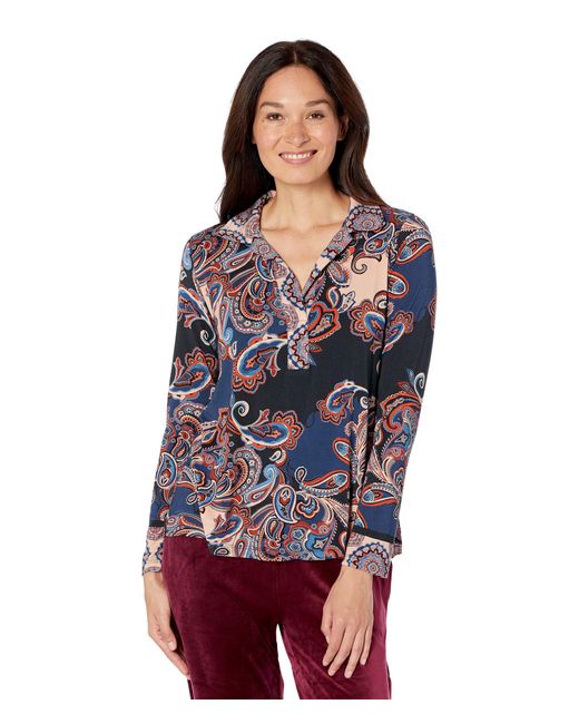 Johnny Was Fall Paisley Long Sleeve Swing Polo in Blue | Lyst