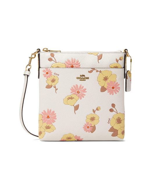 COACH Floral Printed Leather Kitt in White - Lyst