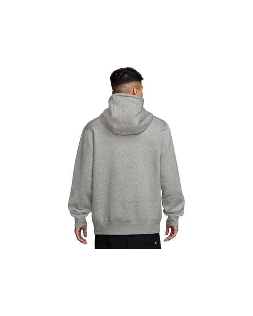 Nike Black Club Pull-Over Fleece Hoodie Sweatshirt Dark Heather/Light Smoke/ Cotton/Polyester for men