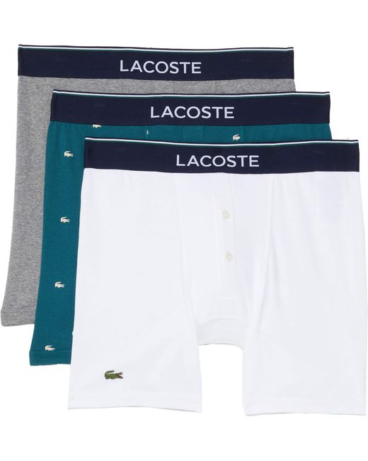 Lacoste Cotton Boxer Briefs 3-pack Essentials Lifestyle in Blue for - Lyst